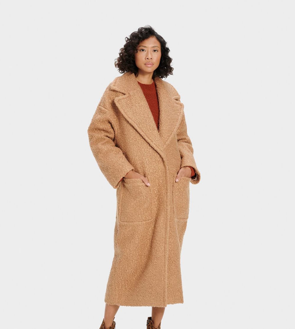 Ugg Coat Womens - Ugg Tie Long Oversized Khaki - 624ZMUENQ